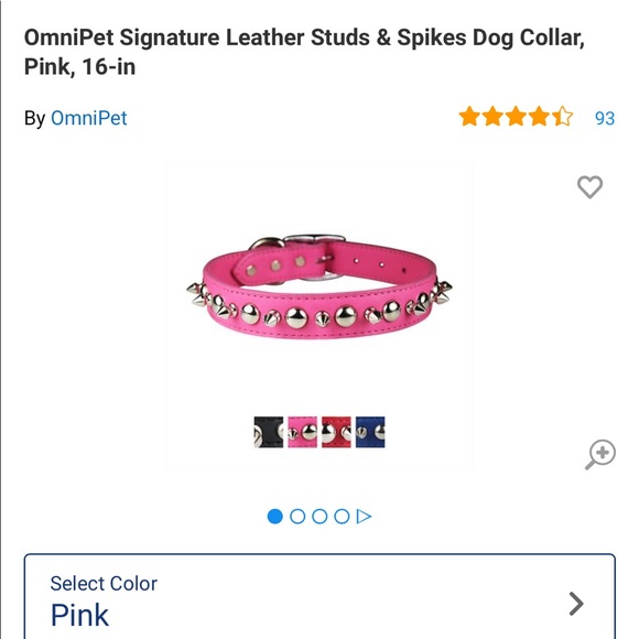 16” Pink Studded Dog Collar - Picture 2 of 3